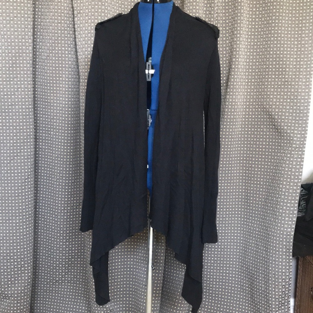 Sheer shawl neck buttonless cardigan wrap